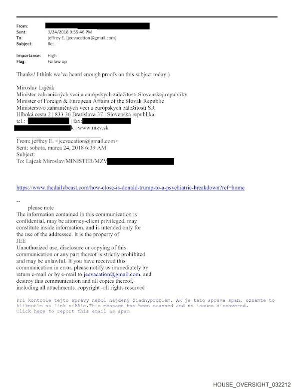 epstein lajcak trump komunikacia